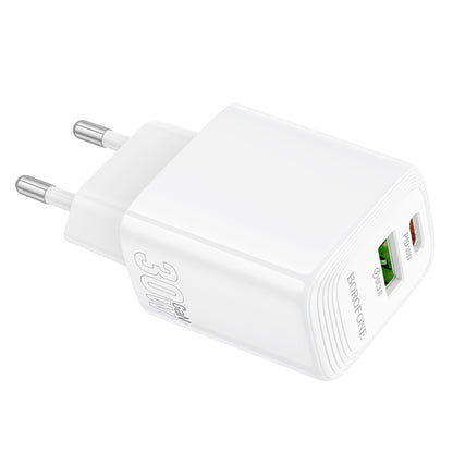 Síťová nabíječka Borofone BN29 Fuente, 30W, 3A, 1 x USB-A - 1 x USB-C, Bílá