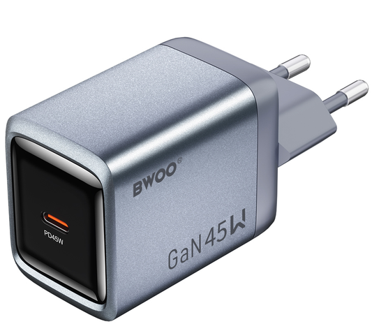 Síťová nabíječka BWOO BO-CDA238, 45W, 3A, 1 x USB-C, šedá