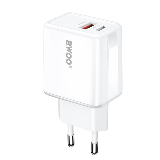 Síťová nabíječka BWOO CDA182, 38W, 3A, 1 x USB-A - 1 x USB-C, Bílá