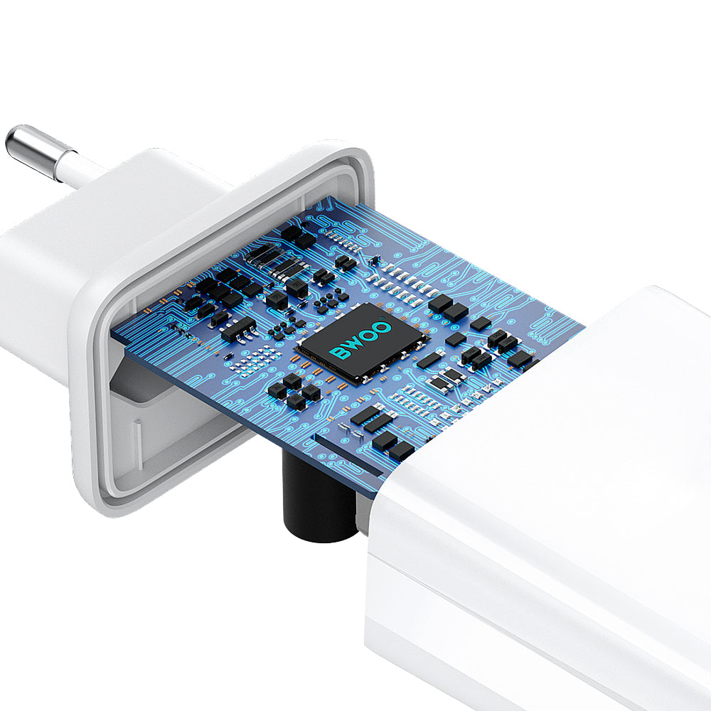 Síťová nabíječka BWOO CDA182, 38W, 3A, 1 x USB-A - 1 x USB-C, Bílá