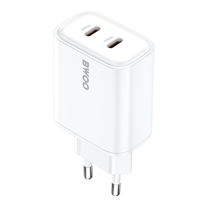 Síťová nabíječka BWOO CDA206, 35W, 3A, 2 x USB-C, bílá