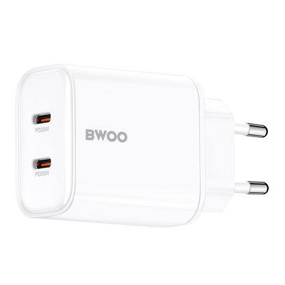 Síťová nabíječka BWOO CDA206, 35W, 3A, 2 x USB-C, bílá