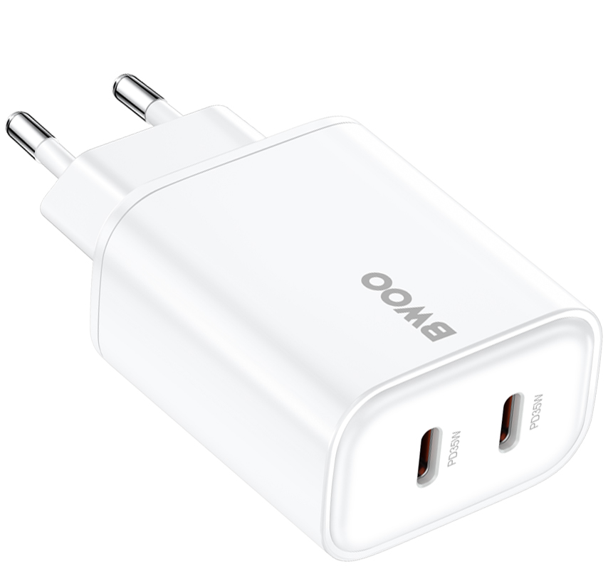 Síťová nabíječka BWOO CDA206, 35W, 3A, 2 x USB-C, bílá