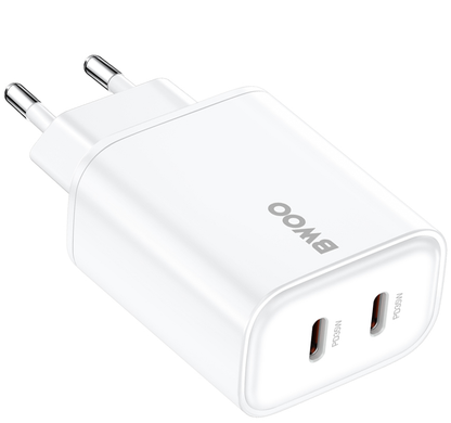 Síťová nabíječka BWOO CDA206, 35W, 3A, 2 x USB-C, bílá