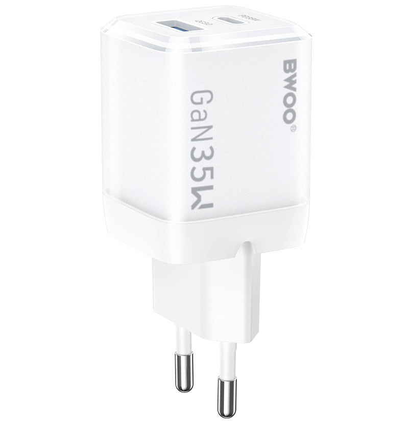 Síťová nabíječka BWOO CDA222, 35W, 3A, 1 x USB-A - 1 x USB-C, Bílá