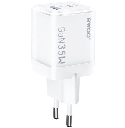 Síťová nabíječka BWOO CDA222, 35W, 3A, 1 x USB-A - 1 x USB-C, Bílá