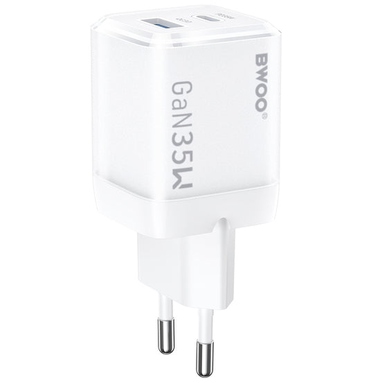 Síťová nabíječka BWOO CDA222, 35W, 3A, 1 x USB-A - 1 x USB-C, Bílá