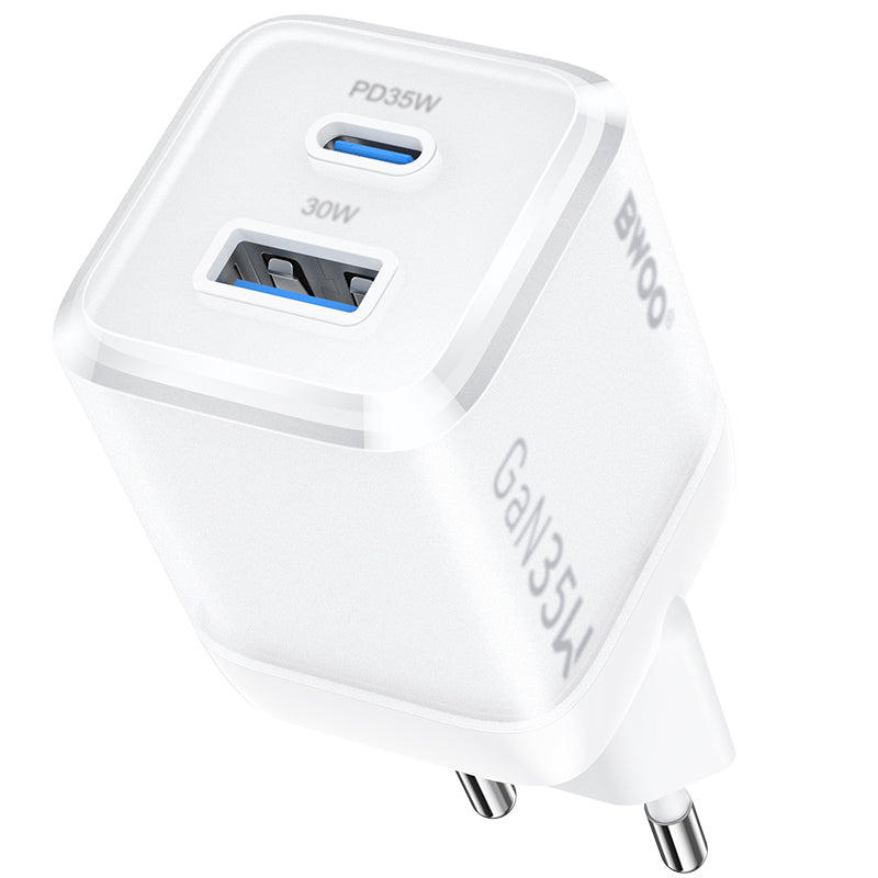 Síťová nabíječka BWOO CDA222, 35W, 3A, 1 x USB-A - 1 x USB-C, Bílá