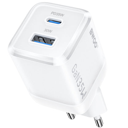 Síťová nabíječka BWOO CDA222, 35W, 3A, 1 x USB-A - 1 x USB-C, Bílá
