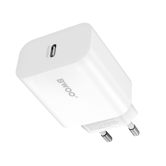 Síťová nabíječka BWOO CDA233, 20W, 3A, 1 x USB-C, Bílá