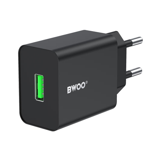 Síťová nabíječka BWOO CDA249, 12W, 2.4A, 1 x USB-A, Černá