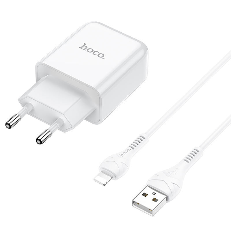 HOCO N2 Network Charger with Lightning Cable, 10W, 2A, 1 x USB-A, White