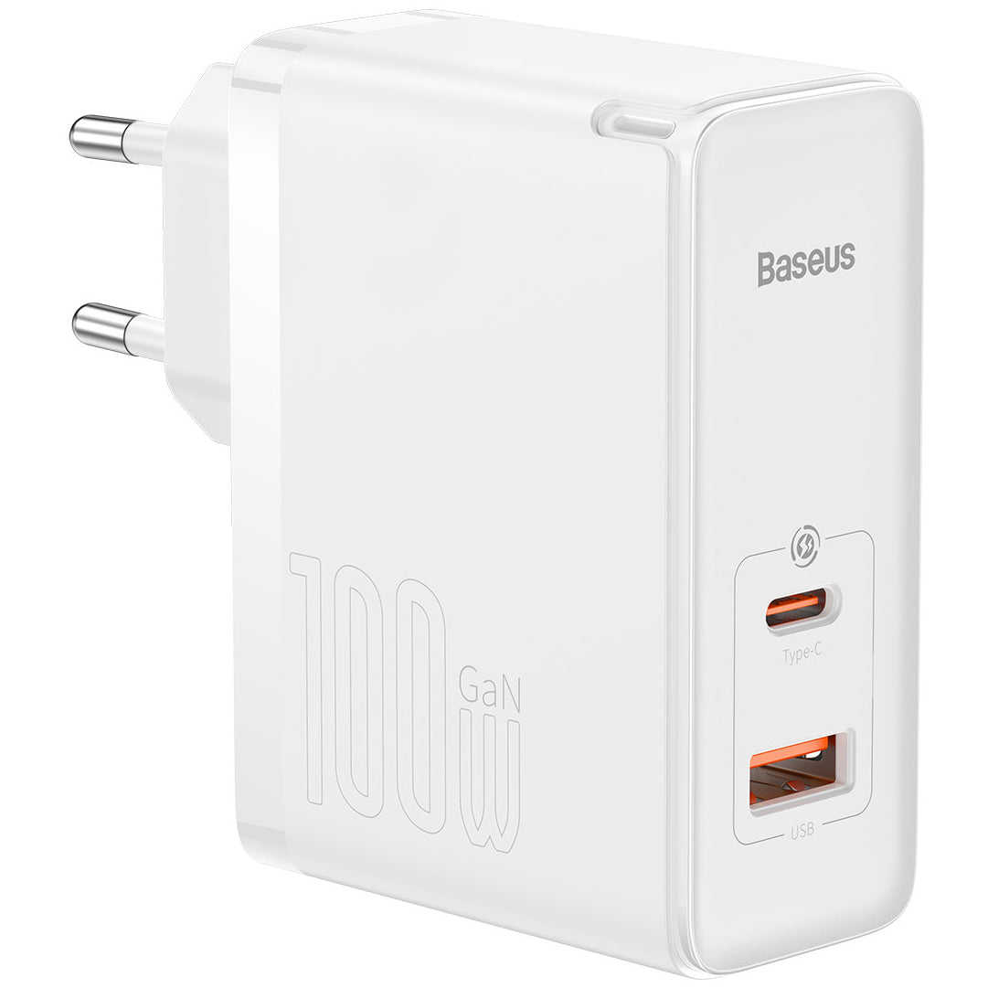Síťová nabíječka s kabelem USB-C Baseus GaN5 Pro, 100W, 3A, 1 x USB-A - 1 x USB-C, Bílá CCGP090202