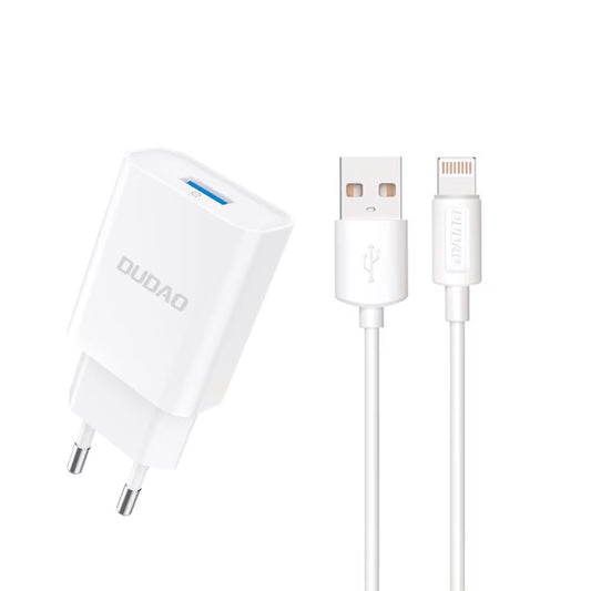 Síťová nabíječka s kabelem Lightning Dudao A4EU, 10W, 2.1A, 1 x USB-A, Bílá