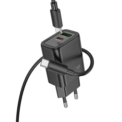 Síťová nabíječka s kabelem Lightning HOCO N61, 20W, 3A, 1 x USB-A - 1 x USB-C, černá