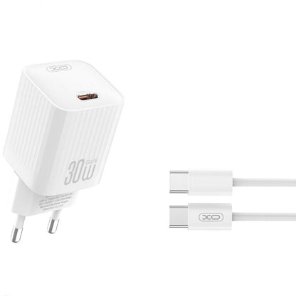 Síťová nabíječka s kabelem USB-C XO Design L148, 30W, 3A, 1 x USB-C, Bílá