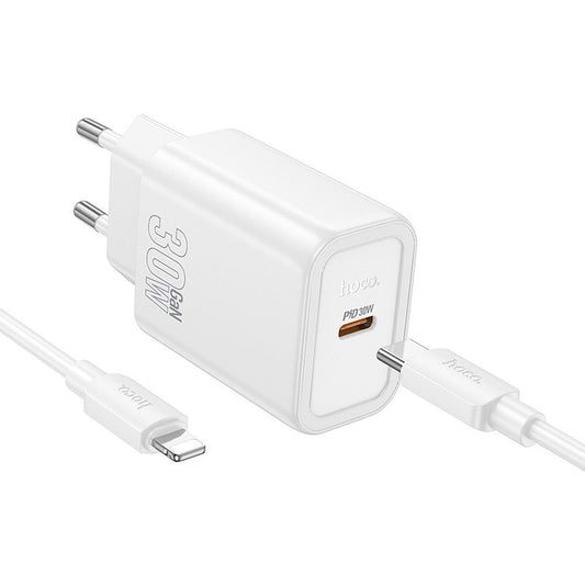Síťová nabíječka s kabelem Lightning HOCO N62, 30W, 3A, 1 x USB-C, Bílá