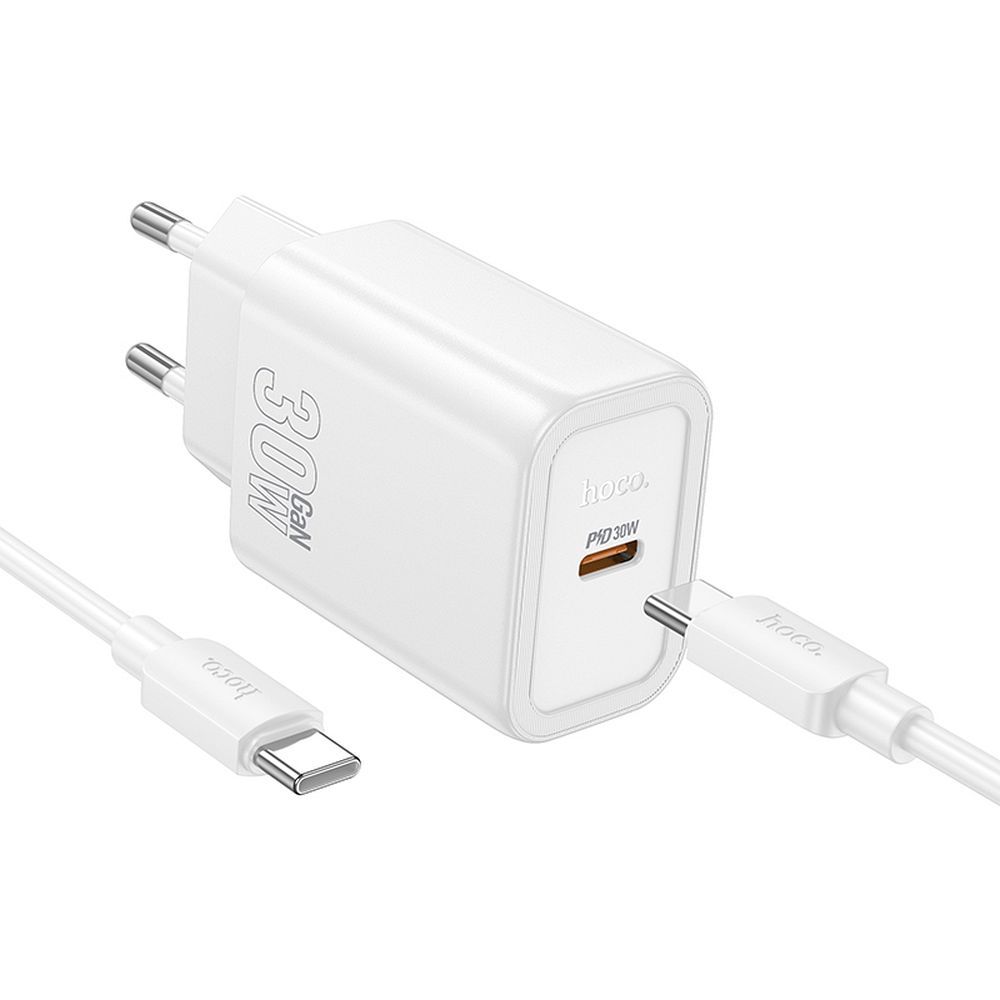 Síťová nabíječka s kabelem USB-C HOCO N62, 30W, 3A, 1 x USB-C, Bílá