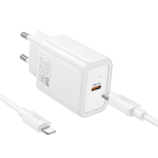 Síťová nabíječka s kabelem Lightning HOCO N60, 20W, 3A, 1 x USB-C, Bílá