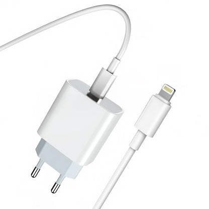 Síťová nabíječka s kabelem Lightning Prestico F8S, 20W, 3A, 1 x USB-C, Bílá