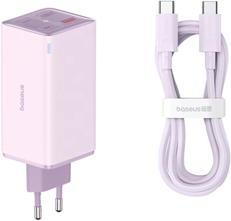 Síťová nabíječka s kabelem USB-C Baseus GaN6 Pro, 100W, 3.25A, 2 x USB-A - 2 x USB-C, Fialová P10162705532-00