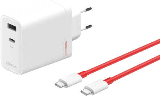 Síťová nabíječka s kabelem USB-C OnePlus OSABBCBBAE, 120W, 7.3A, 1 x USB-A - 1 x USB-C, Bílá 5461100631