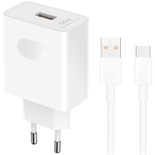 Síťová nabíječka s kabelem USB-C Honor HN-110600E00, 66W, 6A, 1 x USB-A, Bílá 5503AAHX