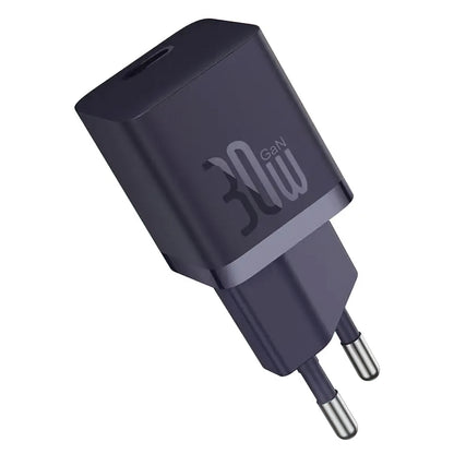 Síťová nabíječka s kabelem USB-C Baseus GaN Mini 1C, 30W, 3A, 1 x USB-C, Fialová P10110902523-00