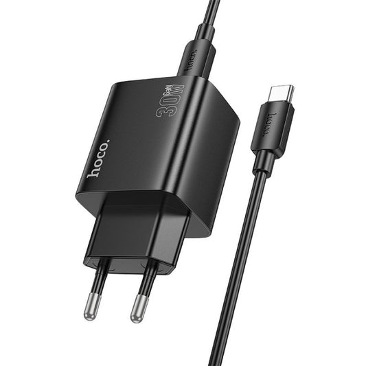 Síťová nabíječka s kabelem USB-C HOCO N56, 30W, 3A, 2 x USB-A - 2 x USB-C, černá