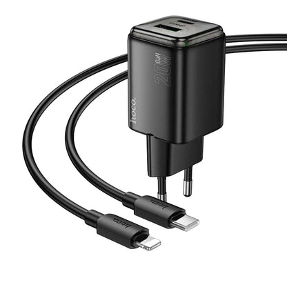 Síťová nabíječka s kabelem Lightning HOCO N52, 20W, 3A, 1 x USB-A - 1 x USB-C, černá