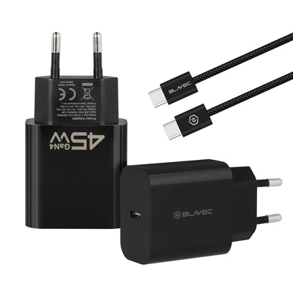 Síťová nabíječka s kabelem USB-C Blavec BC-7, 45W, 3A, 1 x USB-C, černá