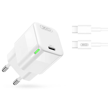 Síťová nabíječka s kabelem USB-C XO Design CE06, 30W, 3A, 1 x USB-C, Bílá