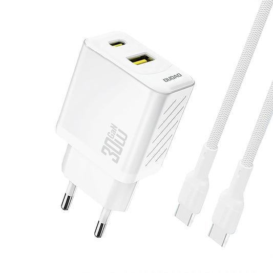 Síťová nabíječka s kabelem USB-C Dudao A27TCEU, 30W, 1 x USB-A - 1 x USB-C, Bílá