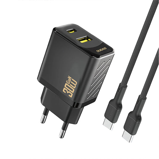 Síťová nabíječka s kabelem USB-C Dudao A27TCEU, 30W, 1 x USB-A - 1 x USB-C, Černá
