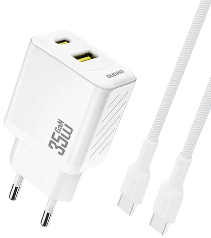 Síťová nabíječka s kabelem USB-C Dudao A27Max, 35W, 1 x USB-A - 1 x USB-C, bílá