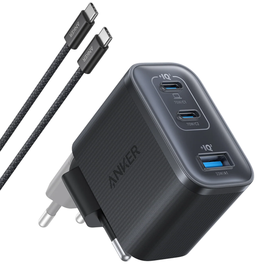 Síťová nabíječka s kabelem USB-C Anker Nano, 70W, 3.5A, 1 x USB-A - 2 x USB-C, šedá B121A311