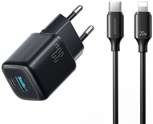 Síťová nabíječka s kabelem Lightning Joyroom JR-TG7, 33W, 3A, 1 x USB-A - 1 x USB-C, černá
