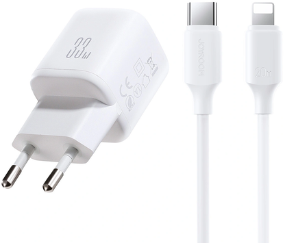 Síťová nabíječka s kabelem Lightning Joyroom JR-TG7, 33W, 3A, 1 x USB-A - 1 x USB-C, Bílá