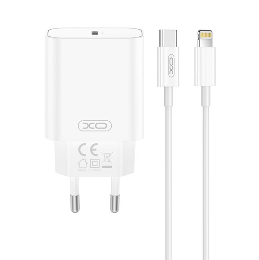 Síťová nabíječka s kabelem Lightning XO Design CE32, 20W, 3A, 1 x USB-C, bílá