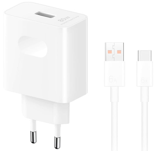Síťová nabíječka s kabelem USB-C Honor, 80W, 1 x USB-A, bílá
