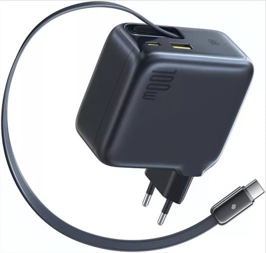 Síťová nabíječka s kabelem USB-C Baseus EnerCore CJ11, 100W, 1 x USB-A - 2 x USB-C, Černá E0120M00