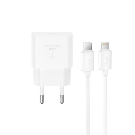 Síťová nabíječka s kabelem Lightning XO Design L167, 25W, 3A, 1 x USB-C, bílá