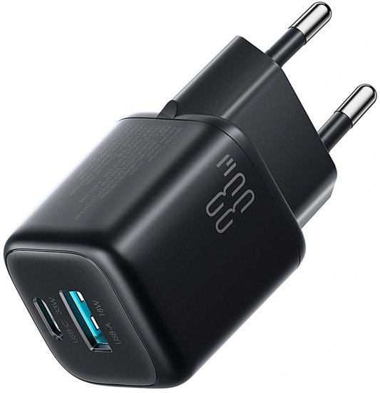 Síťová nabíječka s kabelem USB-C Joyroom JR-TG7, 33W, 3A, 1 x USB-A - 1 x USB-C, černá