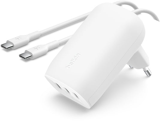 Síťová nabíječka s kabelem USB-C Belkin BoostCharge, 67W, 3A, 3 x USB-C, bílá WCC002vf2MWH-B6