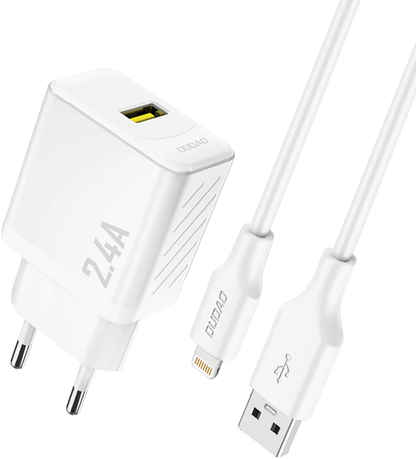 Síťová nabíječka s kabelem Lightning Dudao A23LEU, 30W, 2.4A, 1 x USB-A, bílá