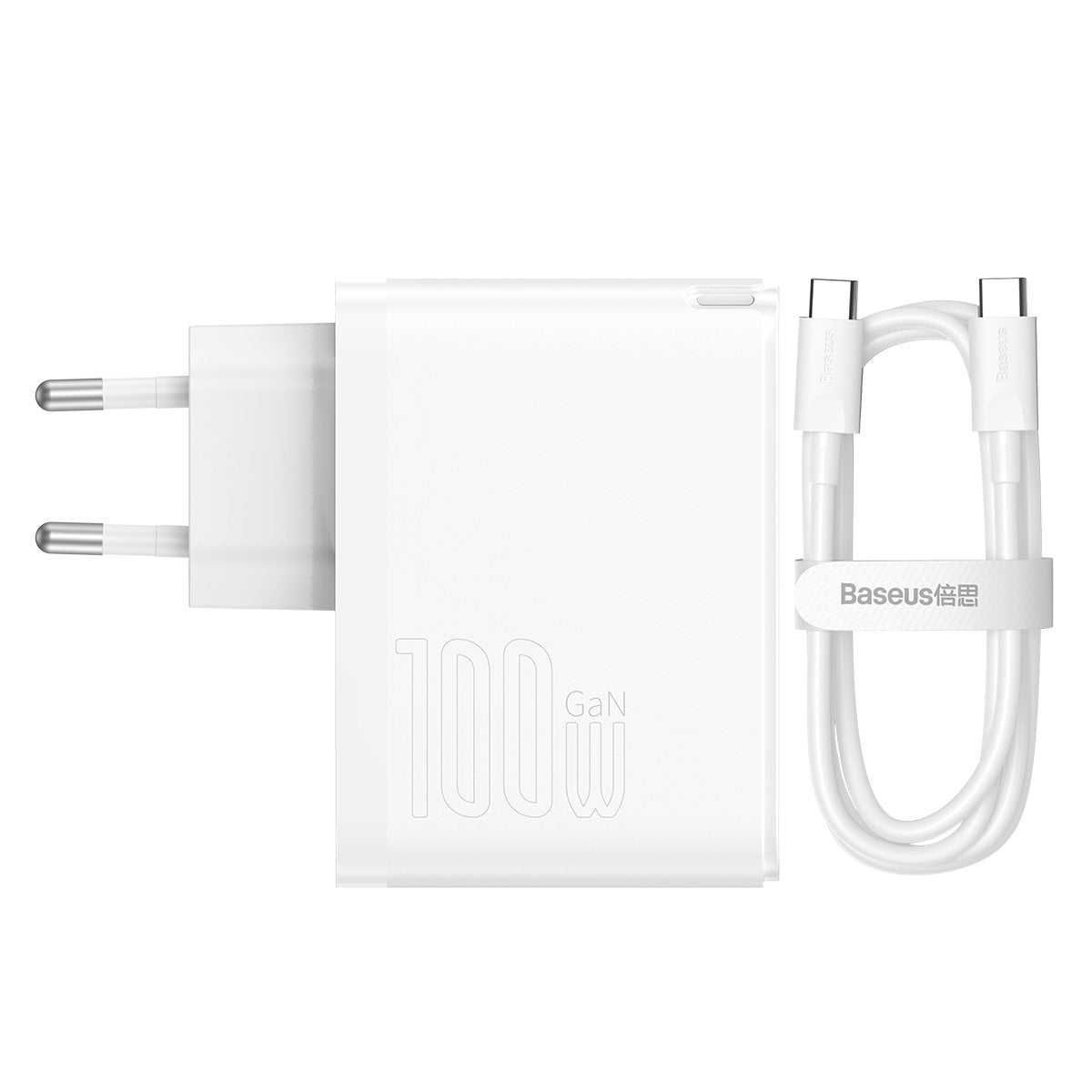 Síťová nabíječka s kabelem USB-C Baseus GaN5 Pro, 100W, 3A, 1 x USB-A - 1 x USB-C, Bílá CCGP090202