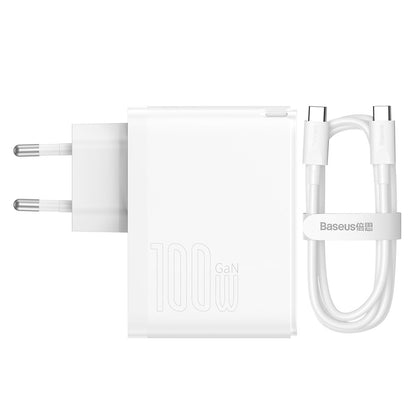 Síťová nabíječka s kabelem USB-C Baseus GaN5 Pro, 100W, 3A, 1 x USB-A - 1 x USB-C, Bílá CCGP090202