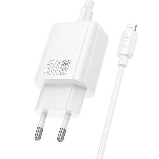 Síťová nabíječka s kabelem Lightning HOCO N62, 30W, 3A, 1 x USB-C, Bílá