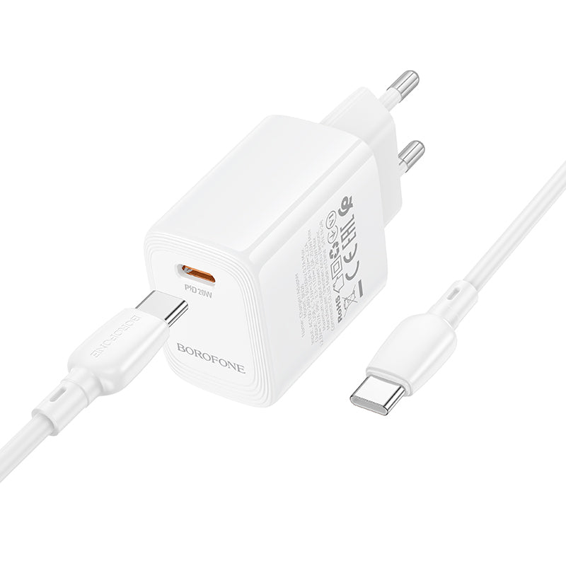 Síťová nabíječka s kabelem USB-C Borofone BN26 Fuente, 20W, 3A, 1 x USB-C, Bílá