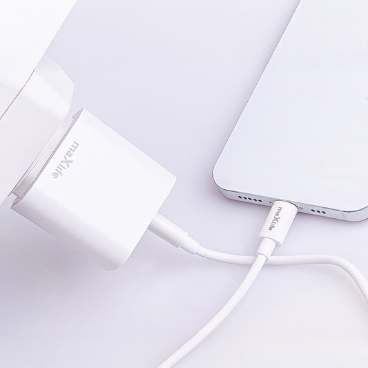Síťová nabíječka s kabelem USB-C MaXlife MXTC-06-20AC, 20W, 3A, 1 x USB-A - 1 x USB-C, Bílá